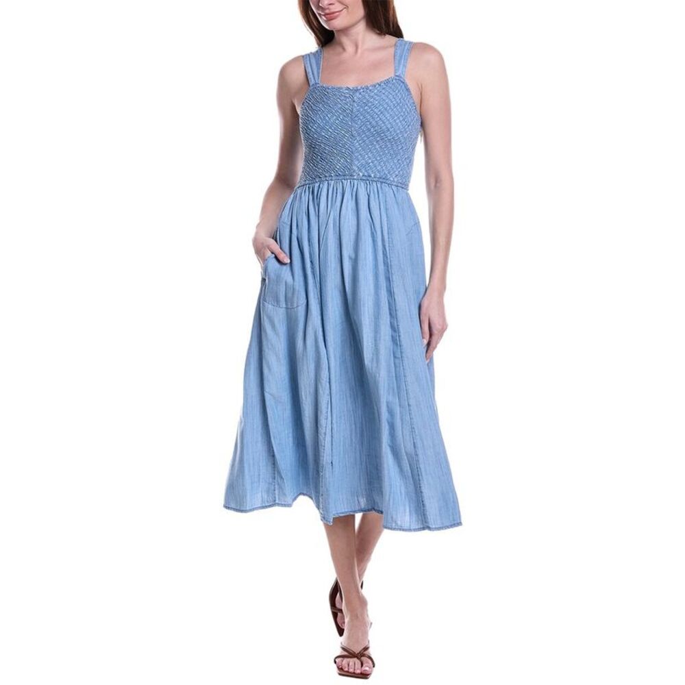 NIC+ZOE Light Blue Smocked Midi Dress